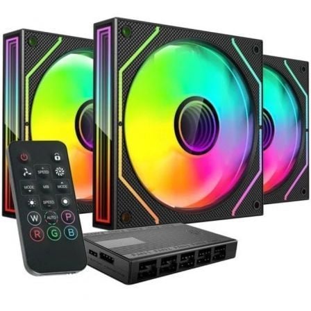 Pack 3 Ventiladores Mars Gaming MF-3DPROKIT/ 12cm + HUB + Mando a Distancia/ ARGB